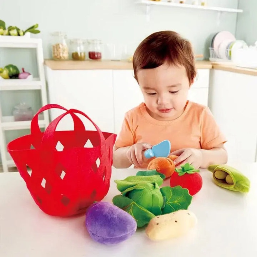 Hape Toddler Vegetable Basket Colorful Plush Vegetable Play Set